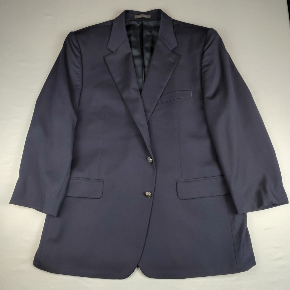 Michael Kors Men's 48R Navy Blazer 100% Wool Silver Crest Button Sport Coat